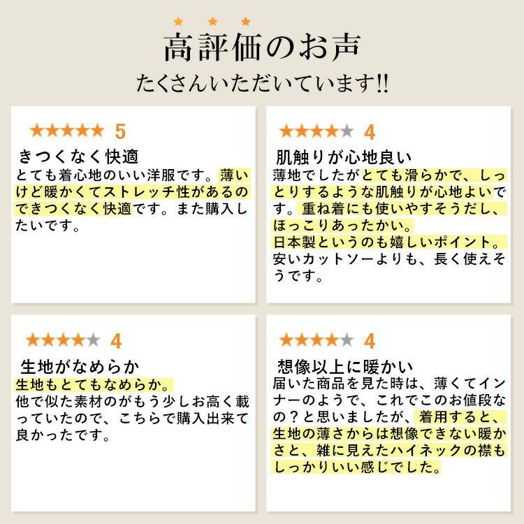 【日本製】【送料無料】 うっとりする肌ざわり カシミヤ混ハイネックT 6色 M-LL 長袖 洗える レディース トップス インナー ハイネック 長袖 柔らかい 滑らか |  | 01