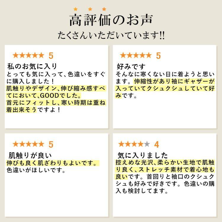 【送料無料/日本製/再入荷】 シルクタッチのハイネックT 12色 M-LL 長袖 洗える レディース トップス カットソー ハイネックカットソー インナー |  | 01