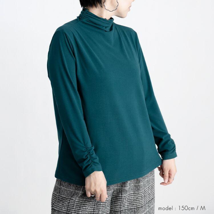 【送料無料/日本製】 吸湿発熱素材のハイネックインナー 6色 レディース 洗える トップス カットソー ハイネックカットソー インナー シャーリング |  | 10