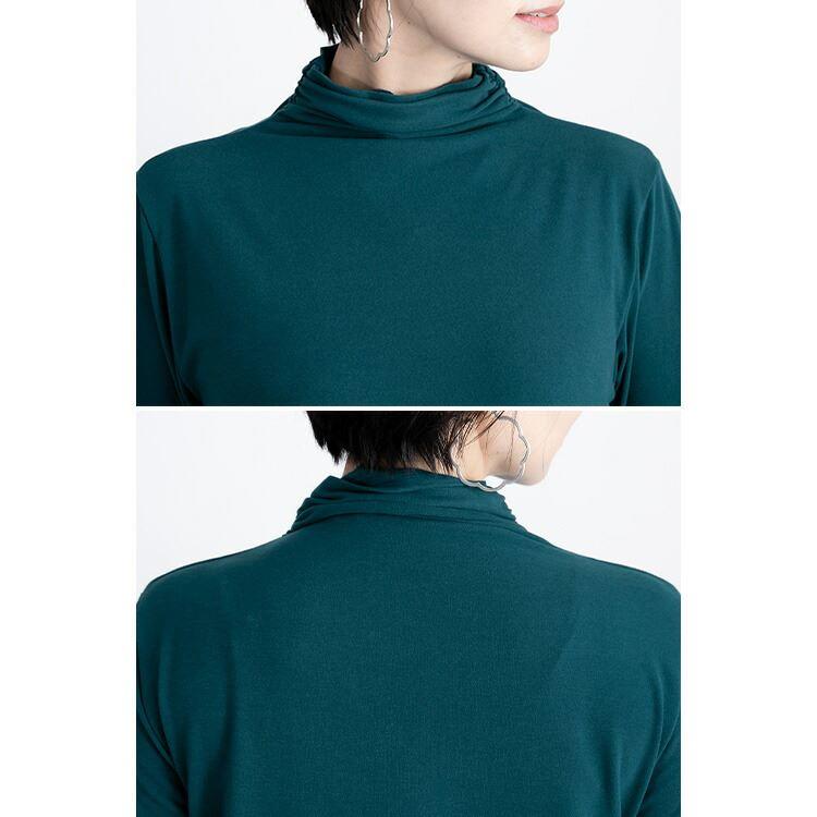 【送料無料/日本製】 吸湿発熱素材のハイネックインナー 6色 レディース 洗える トップス カットソー ハイネックカットソー インナー シャーリング |  | 14