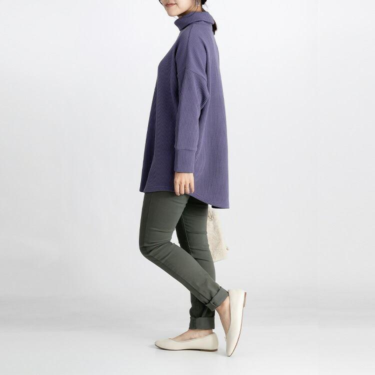 【送料無料】 リブタートルネックチュニック 6色 M L 洗える カットソー レディース トップス カットソー ハイネック リブ |  | 12