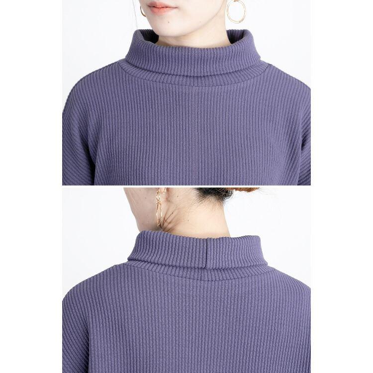 【送料無料】 リブタートルネックチュニック 6色 M L 洗える カットソー レディース トップス カットソー ハイネック リブ |  | 14