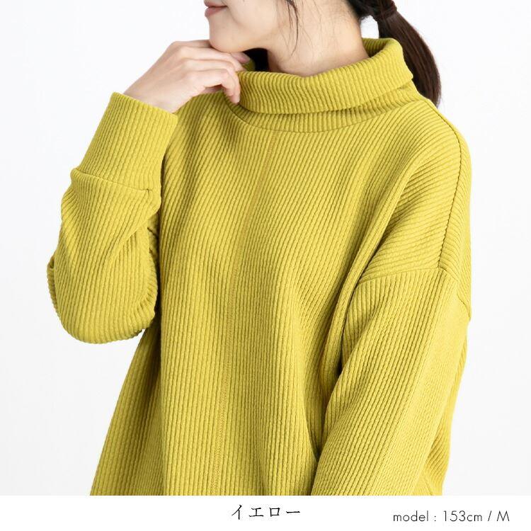 【送料無料】 リブタートルネックチュニック 6色 M L 洗える カットソー レディース トップス カットソー ハイネック リブ |  | 05
