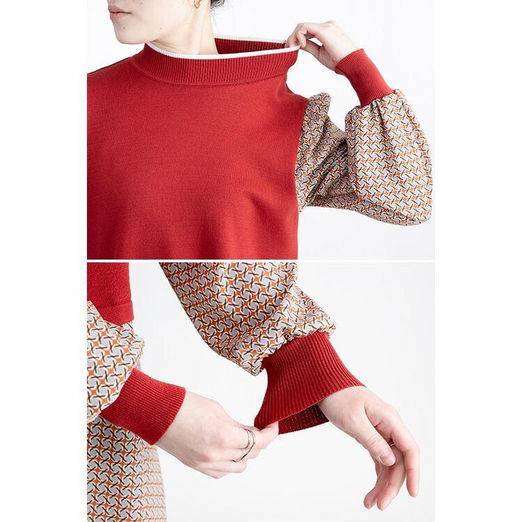 【大幅値下】ニット×布帛ドッキングワンピース M-L 洗える 長袖 レディース ワンピース ロングワンピース コーデいらず 時短 オシャレ 体型カバー 0309 |  | 15