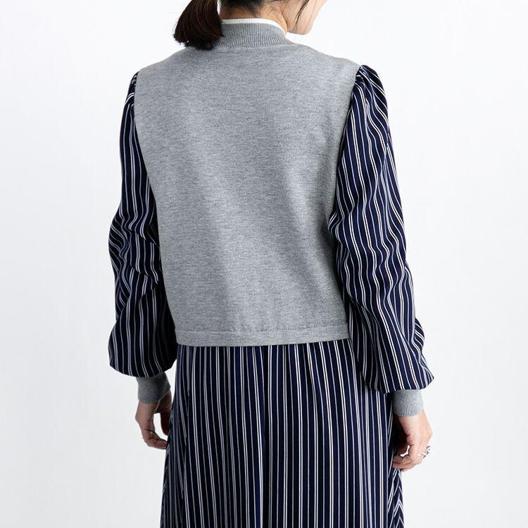 【送料無料】 ニット×布帛使いワンピース M-L 洗える 長袖 レディース ワンピース ロングワンピース 時短 体型カバー 春秋冬 1309 |  | 12