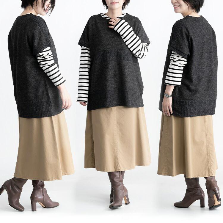 【送料無料】重ね着コーデチュニック 2色 M-L 洗える レディース トップス ニット ベスト プルオーバー 大人 柔らかい 上品 暖かい 保温性 春秋冬 2409 |  | 10