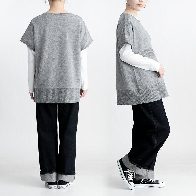 【送料無料】重ね着コーデチュニック 2色 M-L 洗える レディース トップス ニット ベスト プルオーバー 大人 柔らかい 上品 暖かい 保温性 春秋冬 2409 |  | 06