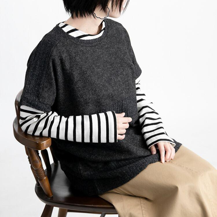 【送料無料】重ね着コーデチュニック 2色 M-L 洗える レディース トップス ニット ベスト プルオーバー 大人 柔らかい 上品 暖かい 保温性 春秋冬 2409 |  | 09