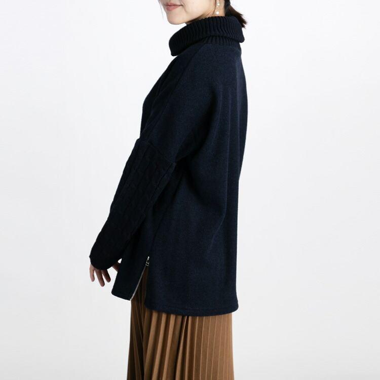 【送料無料】 ZIPスリット使いニット 4色 M-LL 洗える レディース トップス チュニック ニット セーター タートルネック ハイネック 伸縮性 保温性 ゆったり |  | 13