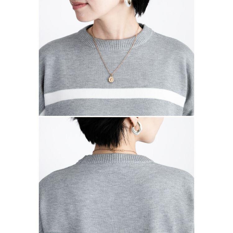 【送料無料/再入荷】 ボーダーワイドニット 5色 M-L 洗える レディース トップス ニット ボーダー デザインニット プルオーバー クルーネック 長袖 前後差 |  | 16