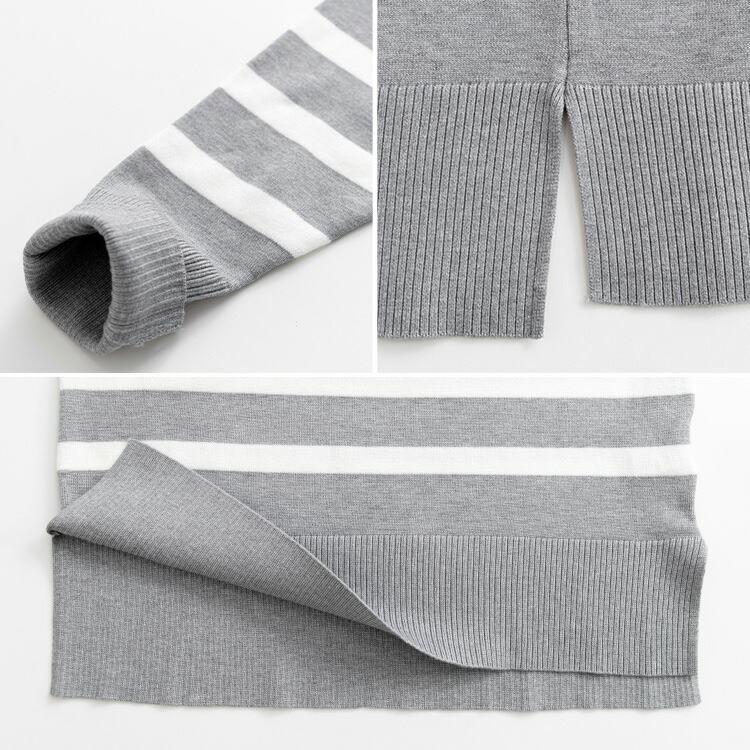 【送料無料/再入荷】 ボーダーワイドニット 5色 M-L 洗える レディース トップス ニット ボーダー デザインニット プルオーバー クルーネック 長袖 前後差 |  | 17