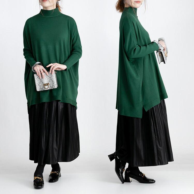 【送料無料/再入荷】 ハイネックドルマンニット 6色 M-L 洗える 長袖 レディース トップス ニット ハイネック ドルマン袖 体型カバー オーバーサイズ 春秋冬 |  | 11