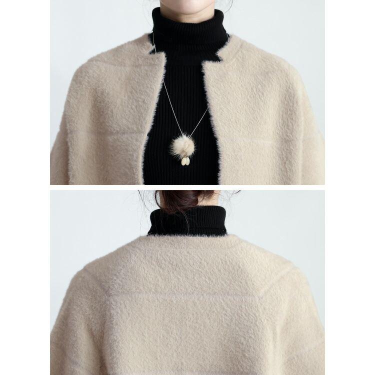 【送料無料】 フェザーニットカーディガン 5色 M-L ネックレス付き 洗える 七分袖 レディース アウター カーディガン ボレロ トッパー 起毛 シャギー 春秋冬 |  | 15