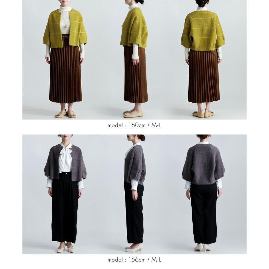 【送料無料】 フェザーニットカーディガン 5色 M-L ネックレス付き 洗える 七分袖 レディース アウター カーディガン ボレロ トッパー 起毛 シャギー 春秋冬 |  | 17