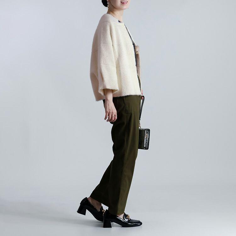 【送料無料】 フェザーニットカーディガン 5色 M-L ネックレス付き 洗える 七分袖 レディース アウター カーディガン ボレロ トッパー 起毛 シャギー 春秋冬 |  | 07