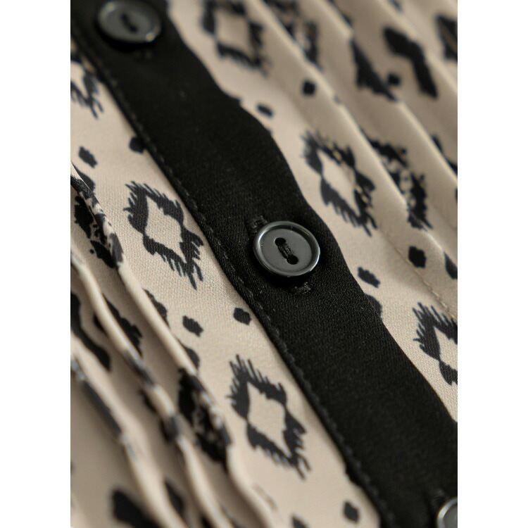 【送料無料/再入荷】 オリエンタル柄ピンタックワンピース 3色 M-L 洗える 八分袖 レディース トップス ワンピース Aライン ラウンドネック 総柄 お出かけ |  | 05