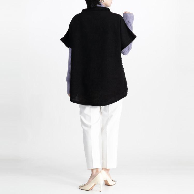 【送料無料】 ケーブル編み風異素材切替チュニック 5色 M L 洗える 半袖 レディース トップス チュニック プルオーバー 重ね着 春秋 |  | 14