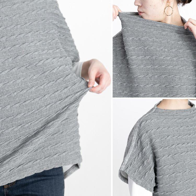【送料無料】 ケーブル編み風異素材切替チュニック 5色 M L 洗える 半袖 レディース トップス チュニック プルオーバー 重ね着 春秋 |  | 16