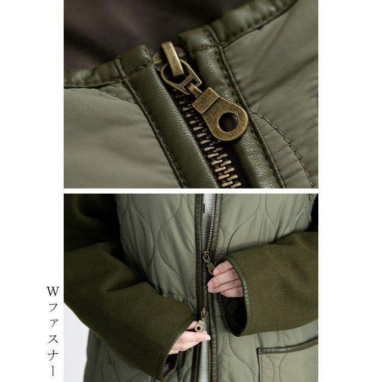 【送料無料】 キルティング× ウール調コート 3色 中わた 長袖 レディース アウター コート 裏地あり キルト ウールライク 配色 中綿 防寒 秋冬春 |  | 13