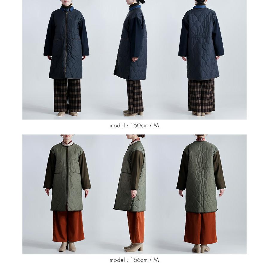 【再入荷】【送料無料】キルティング× ウール調コート M-LL 3色 中わた 長袖 レディース アウター コート 秋冬 裏地あり キルト コート ウール 配色 切替 |  | 15
