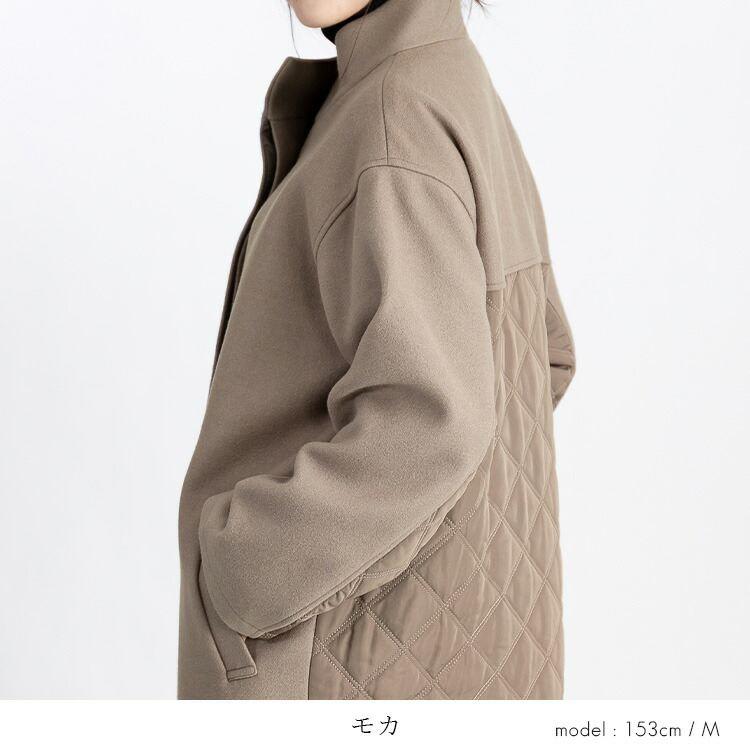 【再入荷】【送料無料】 ウールライク中綿コート 5色 M-LL 長袖 レディース アウター コート 中綿 膝丈 裏地付 中わた スタンドカラー ゆったり くすみカラー |  | 12
