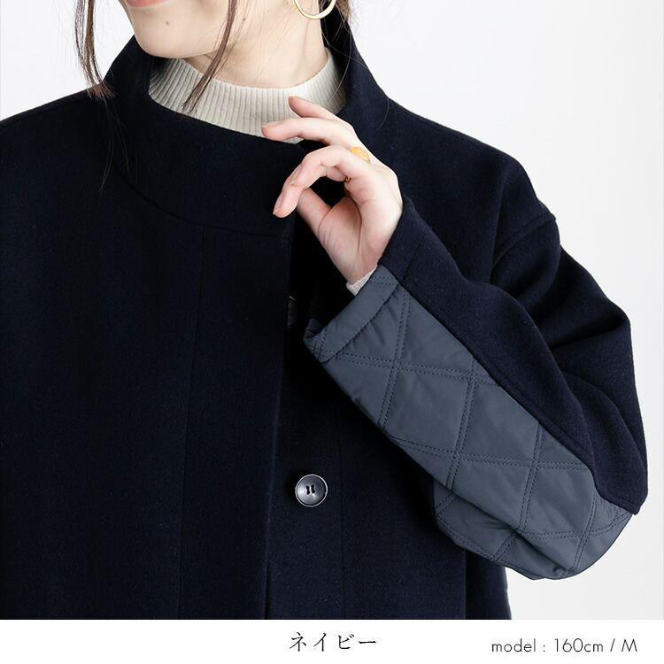 【再入荷】【送料無料】 ウールライク中綿コート 5色 M-LL 長袖 レディース アウター コート 中綿 膝丈 裏地付 中わた スタンドカラー ゆったり くすみカラー |  | 13
