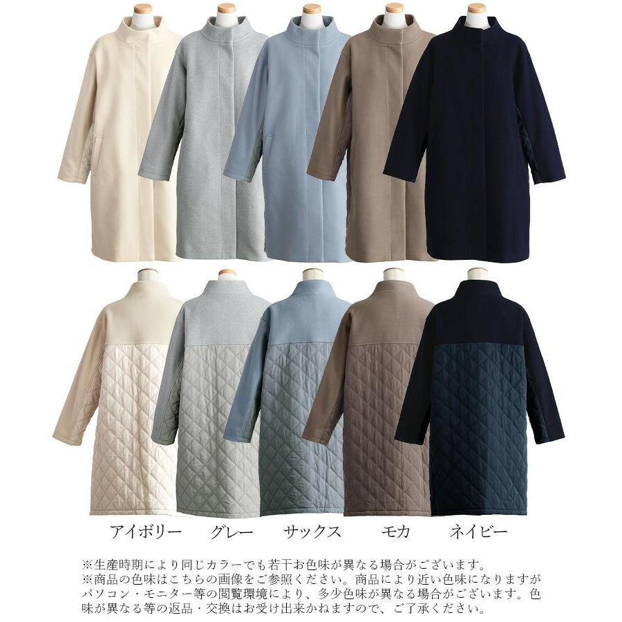 【再入荷】【送料無料】 ウールライク中綿コート 5色 M-LL 長袖 レディース アウター コート 中綿 膝丈 裏地付 中わた スタンドカラー ゆったり くすみカラー |  | 19