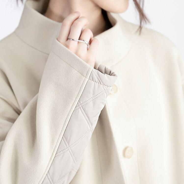 【再入荷】【送料無料】 ウールライク中綿コート 5色 M-LL 長袖 レディース アウター コート 中綿 膝丈 裏地付 中わた スタンドカラー ゆったり くすみカラー |  | 07