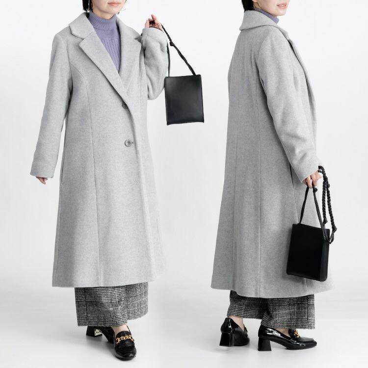 【送料無料】 美しく魅せるフレアコート 4色 長袖 防寒 レディース アウター コート ECOウール モヘアライク 微起毛 伸縮性 テーラーカラー 軽い |  | 07