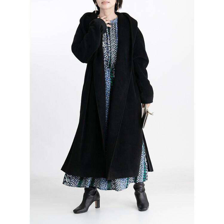 【送料無料】 優しく映えるドラマティックコート 4色 M L 長袖 防寒 軽量 裏地付 レディース アウター コート ロングコート ECOウール モヘア 起毛 トッパー |  | 14