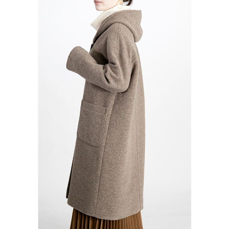 【送料無料】イタリアウール・軽量ロングコート 2色 M L レディース アウター コート ロングコート フード付き 長袖 防寒 |  | 06