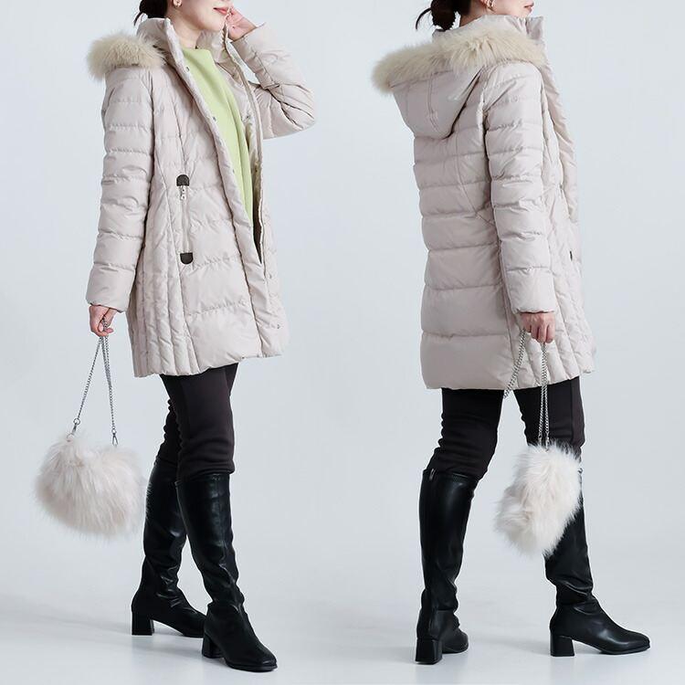 【新作/再入荷】【送料無料】 ダウンコート(フォックスファー取外し可) 3色 M-LL 撥水 保温効果 フォックスファー フード取り外し可 レディース アウター コート |  | 07