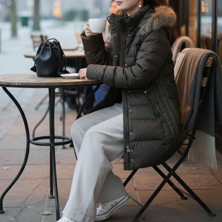 【新作】【送料無料】ダウンコート(フォックスファー取外し可) 3色 M-LL 撥水 保温効果 フォックスファー フード取り外し可 |  | 08