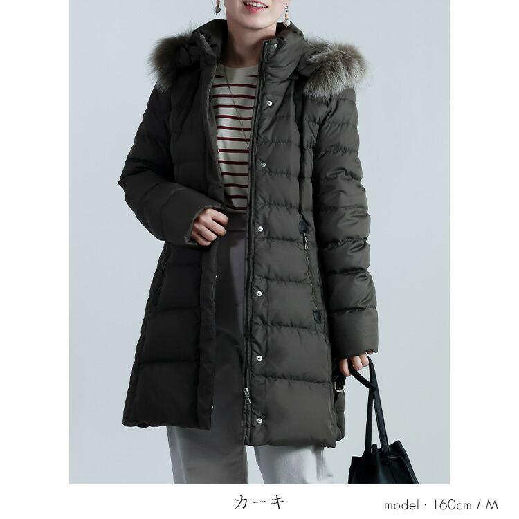 【新作/再入荷】【送料無料】 ダウンコート(フォックスファー取外し可) 3色 M-LL 撥水 保温効果 フォックスファー フード取り外し可 レディース アウター コート |  | 08
