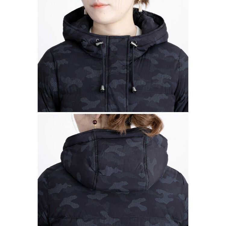 【送料無料】 カモフラ柄ダウンジャケット 4色 M-LL レディース アウター ジャケット コート ダウン ダウンジャケット フード 長袖 暖かい 保温性 防寒 軽量 |  | 14