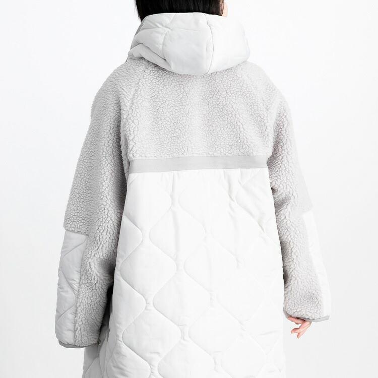 【送料無料/再入荷】 ボア×中わたキルトのロングコート 3色 M L 洗える レディース アウター コート フード付き 長袖 ロング丈 異素材切り替え 暖かい 防寒 |  | 11