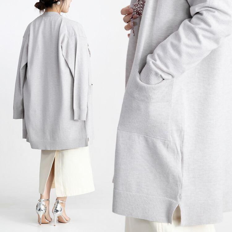 【送料無料/再入荷】 トッパーニットカーディガン 5色 M-L 洗える 長袖 レディース トップス アウター カーディガン ニット 無地 羽織り ミックス糸 体型カバー |  | 06