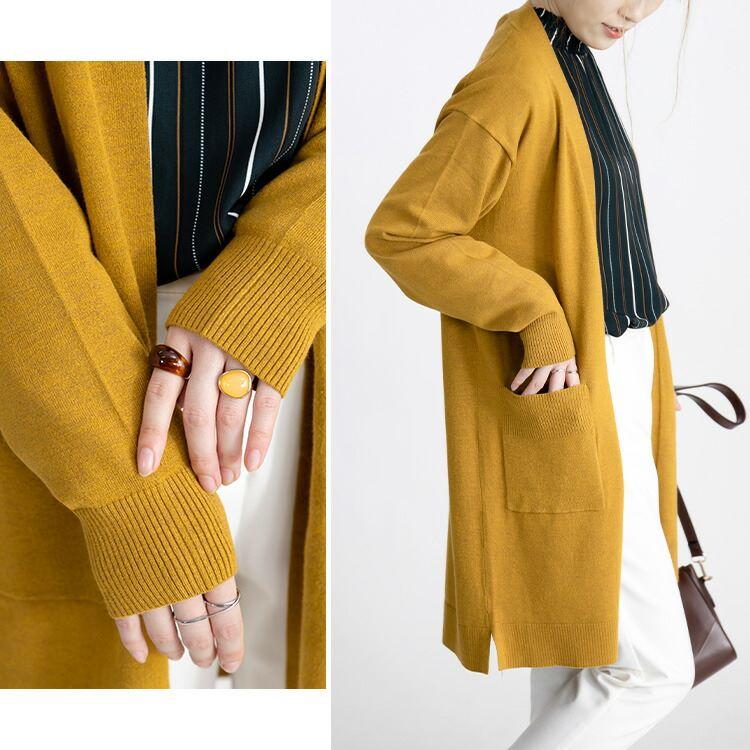 【送料無料/再入荷】 トッパーニットカーディガン 5色 M-L 洗える 長袖 レディース トップス アウター カーディガン ニット 無地 羽織り ミックス糸 体型カバー |  | 08