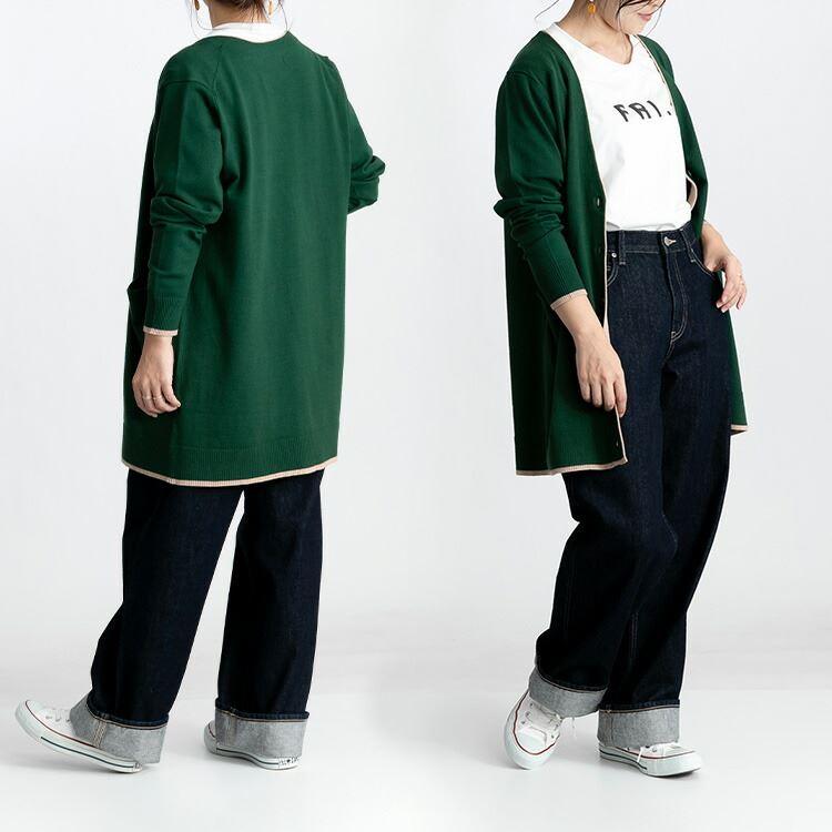 【送料無料/再入荷】 配色ニットカーディガン 5色 M-L 洗える 長袖 レディース トップス アウター カーディガン 前ボタン 羽織り ミックス糸 杢 無地 体型カバー |  | 12