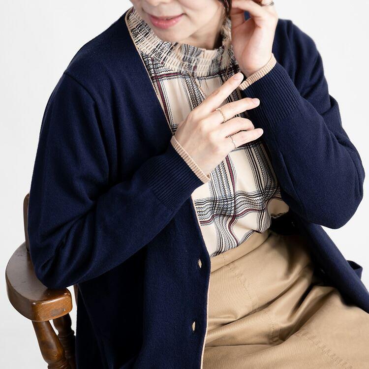 【送料無料/再入荷】 配色ニットカーディガン 5色 M-L 洗える 長袖 レディース トップス アウター カーディガン 前ボタン 羽織り ミックス糸 杢 無地 体型カバー |  | 14