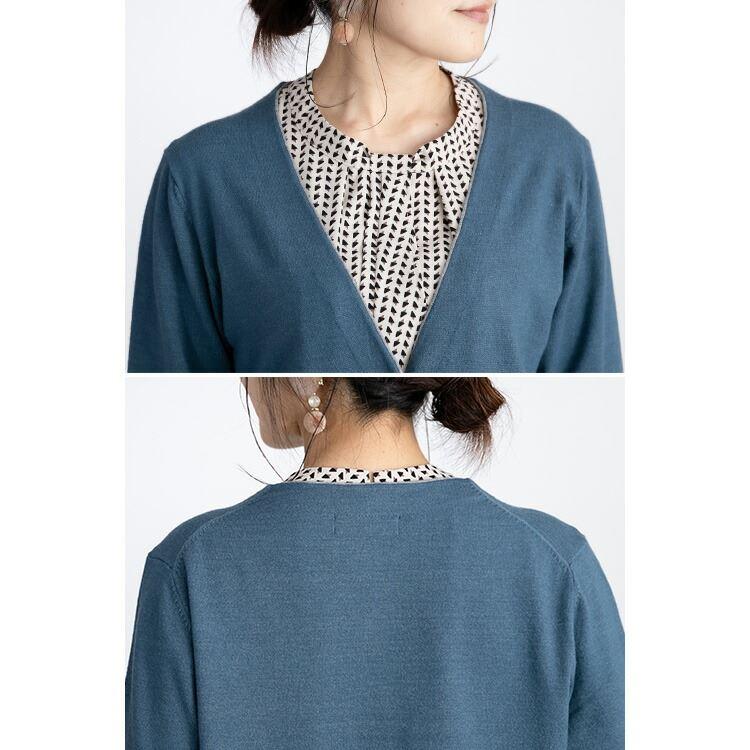 【送料無料/再入荷】 配色ニットカーディガン 5色 M-L 洗える 長袖 レディース トップス アウター カーディガン 前ボタン 羽織り ミックス糸 杢 無地 体型カバー |  | 15