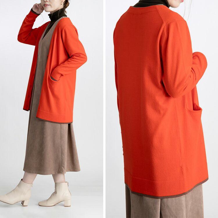 【送料無料/再入荷】 配色ニットカーディガン 5色 M-L 洗える 長袖 レディース トップス アウター カーディガン 前ボタン 羽織り ミックス糸 杢 無地 体型カバー |  | 08