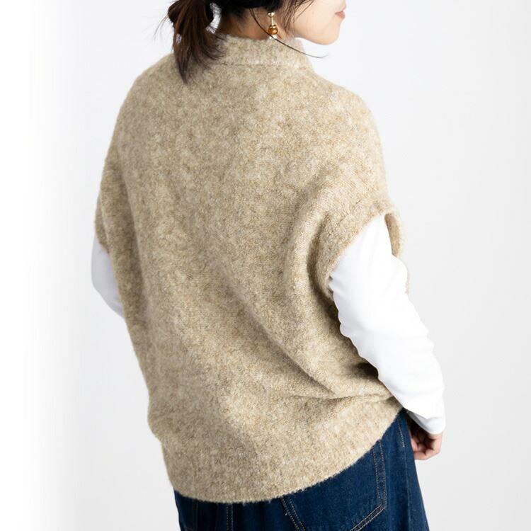 【送料無料/再入荷】 色使いが綺麗なブークレベスト 4色 M-L 洗える レディース トップス ニット プルオーバー 色鮮やか 毛 春秋冬 |  | 05