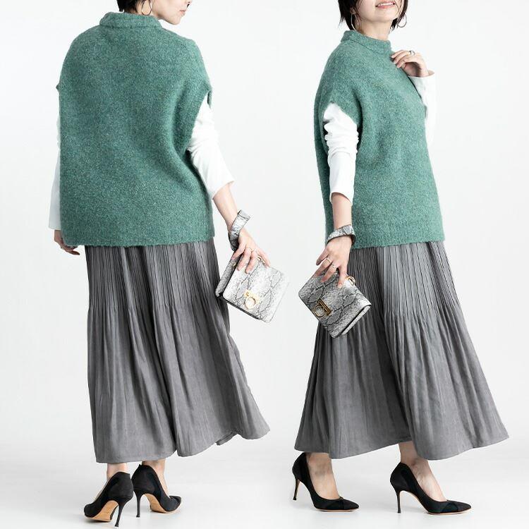 【送料無料/再入荷】 色使いが綺麗なブークレベスト 4色 M-L 洗える レディース トップス ニット プルオーバー 色鮮やか 毛 春秋冬 |  | 09