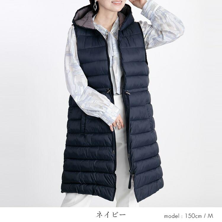 【送料無料】ファイバーダウンロングベスト 5色 M-LL 内ポケット付 フード付 レディース アウター ベスト 中綿ベスト 軽量 ロング丈 撥水 防寒 軽量 防寒対策 |  | 11