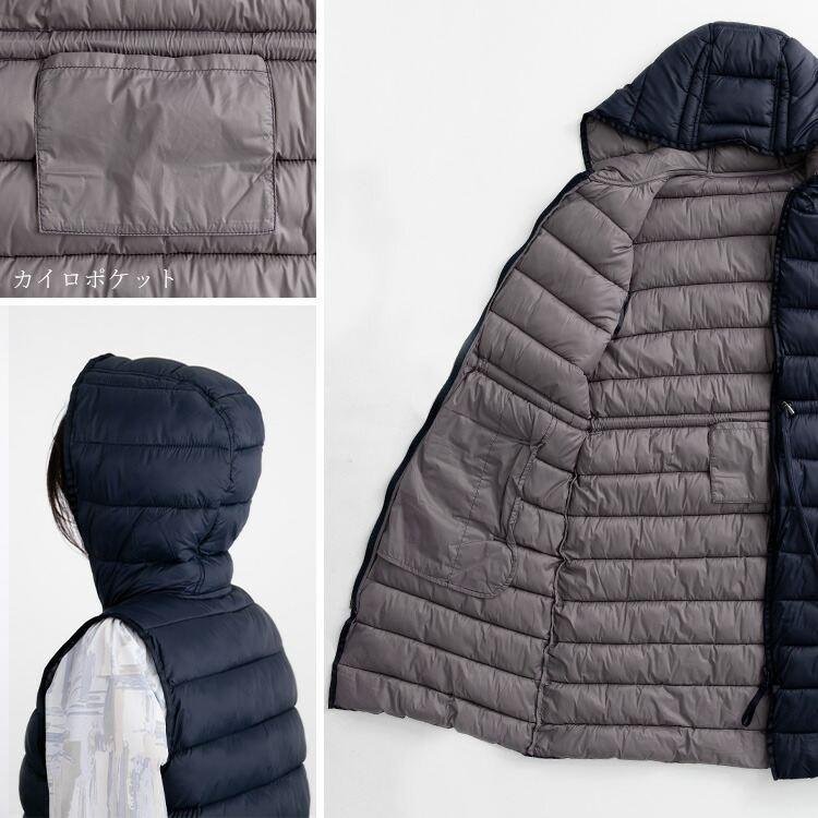 【送料無料】ファイバーダウンロングベスト 5色 M-LL 内ポケット付 フード付 レディース アウター ベスト 中綿ベスト 軽量 ロング丈 撥水 防寒 軽量 防寒対策 |  | 16