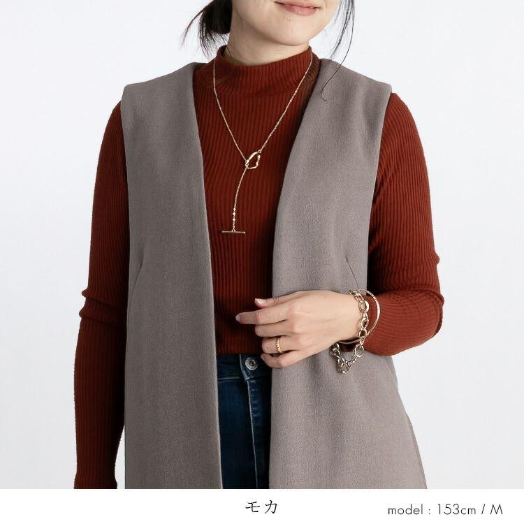 【送料無料】 ウールライクジレ 4色 M-L 洗える レディース アウター ジレ ベスト ジレ ロング丈 羽織 前あき トッパー ウールタッチ 体型カバー 春秋冬 |  | 10