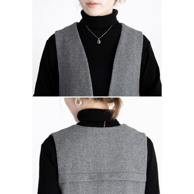 【送料無料】 ウールライクジレ 4色 M-L 洗える レディース アウター ジレ ベスト ジレ ロング丈 羽織 前あき トッパー ウールタッチ 体型カバー 春秋冬 |  | 14