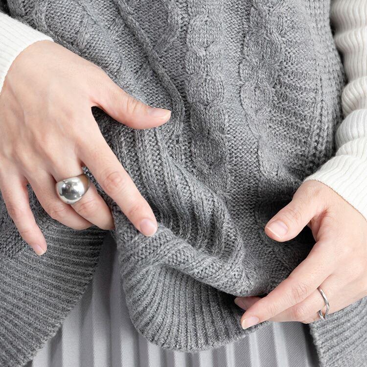 【送料無料】 ケーブル編みニットベスト 6色 M-L 洗える レディース トップス ニット プルオーバー ケーブル編み 大人かわいい アクリル 重ね着 レイヤード |  | 13