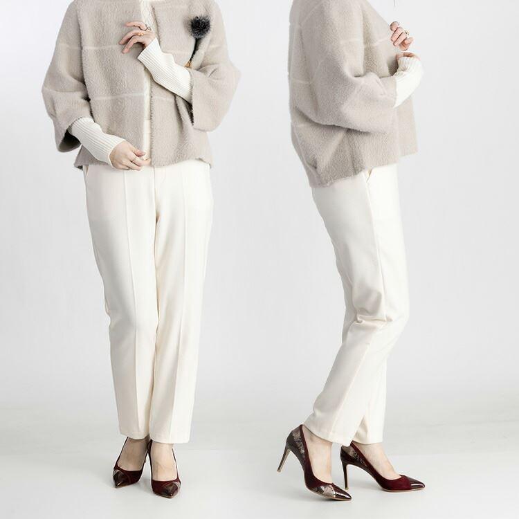 【送料無料/日本製】 裏起毛センターラインテーパードパンツ M-LL 6色 洗える 裏起毛 伸縮性 レディース ボトムス パンツ ウエストゴム カシミヤタッチ |  | 05